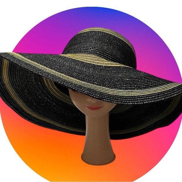 NWT Wynn Las Vegas Resort Elegant Black and Gold Wide Brim Hat main image 6